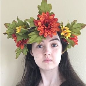 Flower crown- bold orange and yellow flowers